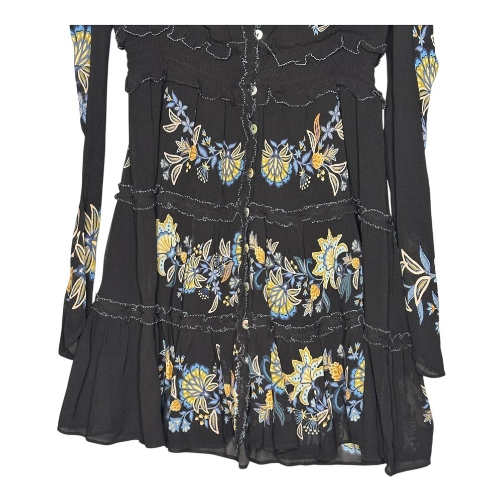Farm Rio Floral-Embroidered Long-Sleeve Minidress. Sz: Small - Picture 5 of 12